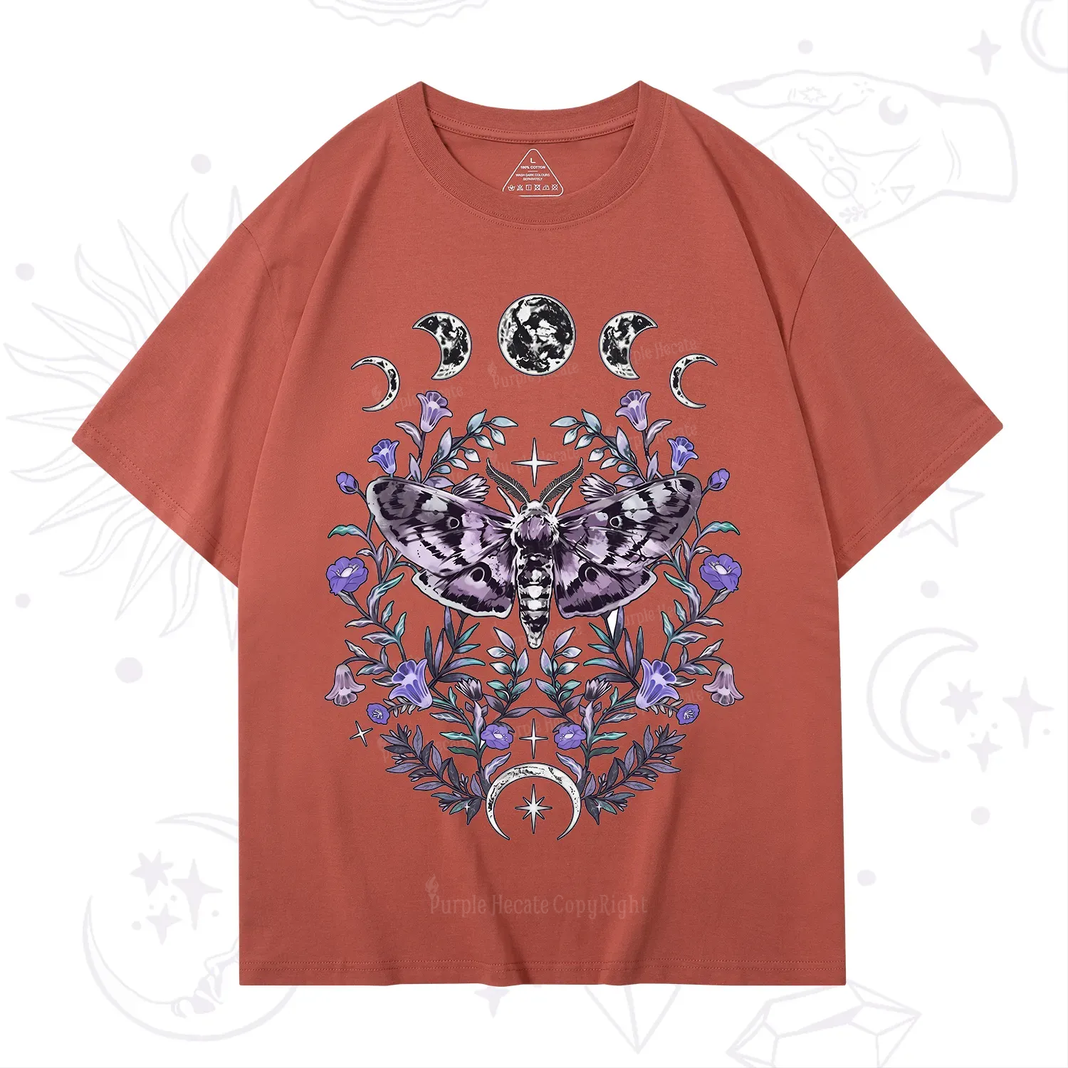 Purplehecate Gothic Mysterious Moth with Moon T-Shirt