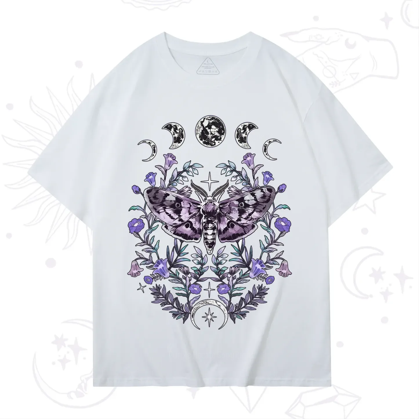 Purplehecate Gothic Mysterious Moth with Moon T-Shirt