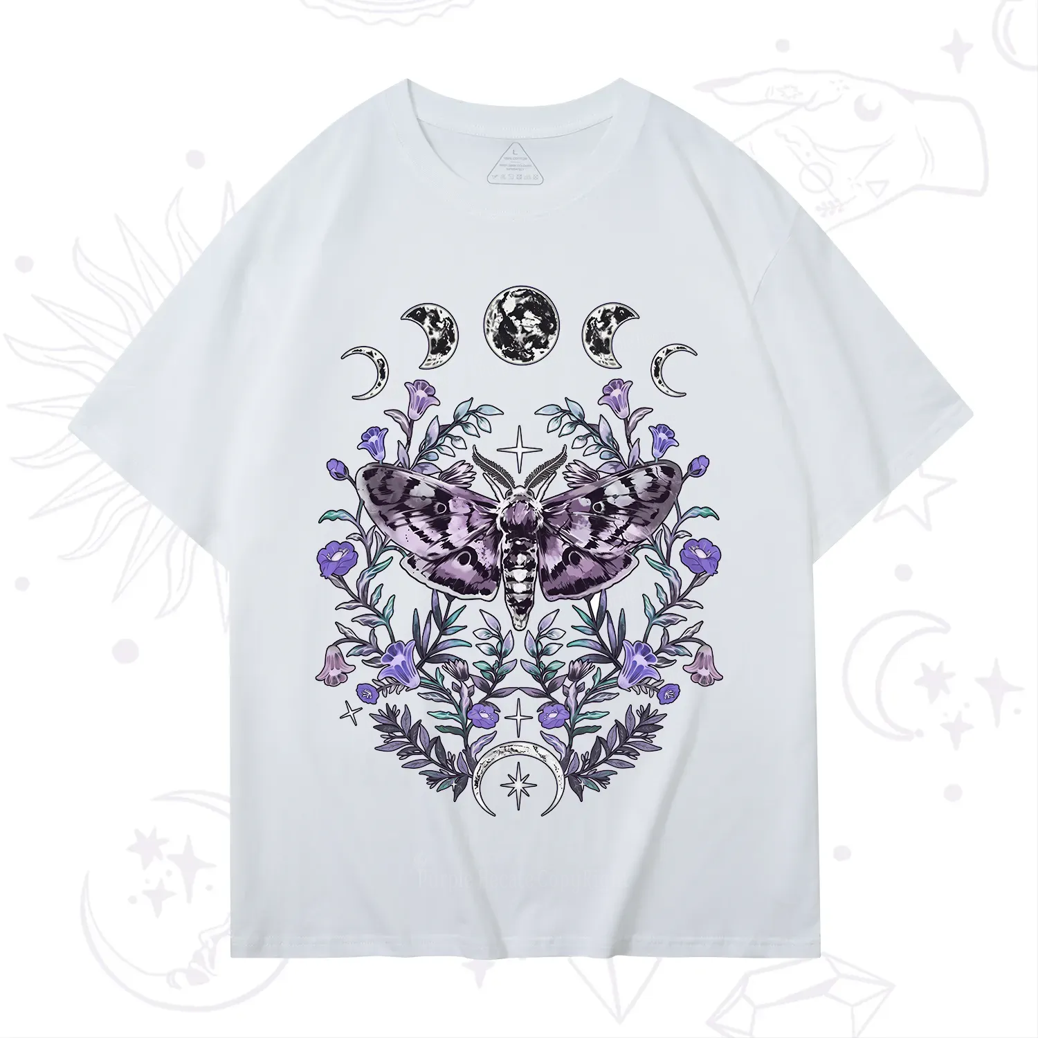 Purplehecate Gothic Mysterious Moth with Moon T-Shirt