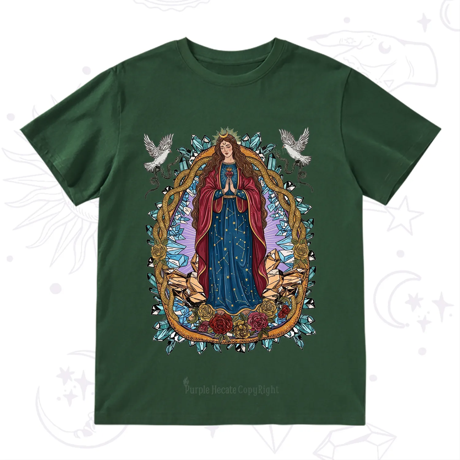 Purplehecate Crystal Rose Madonna T-Shirt