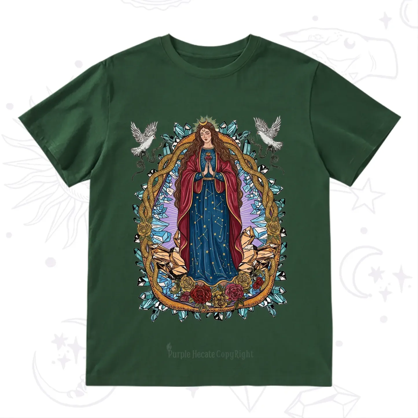 Purplehecate Crystal Rose Madonna T-Shirt