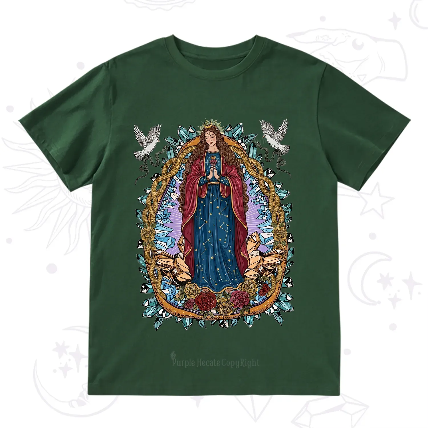 Purplehecate Crystal Rose Madonna T-Shirt