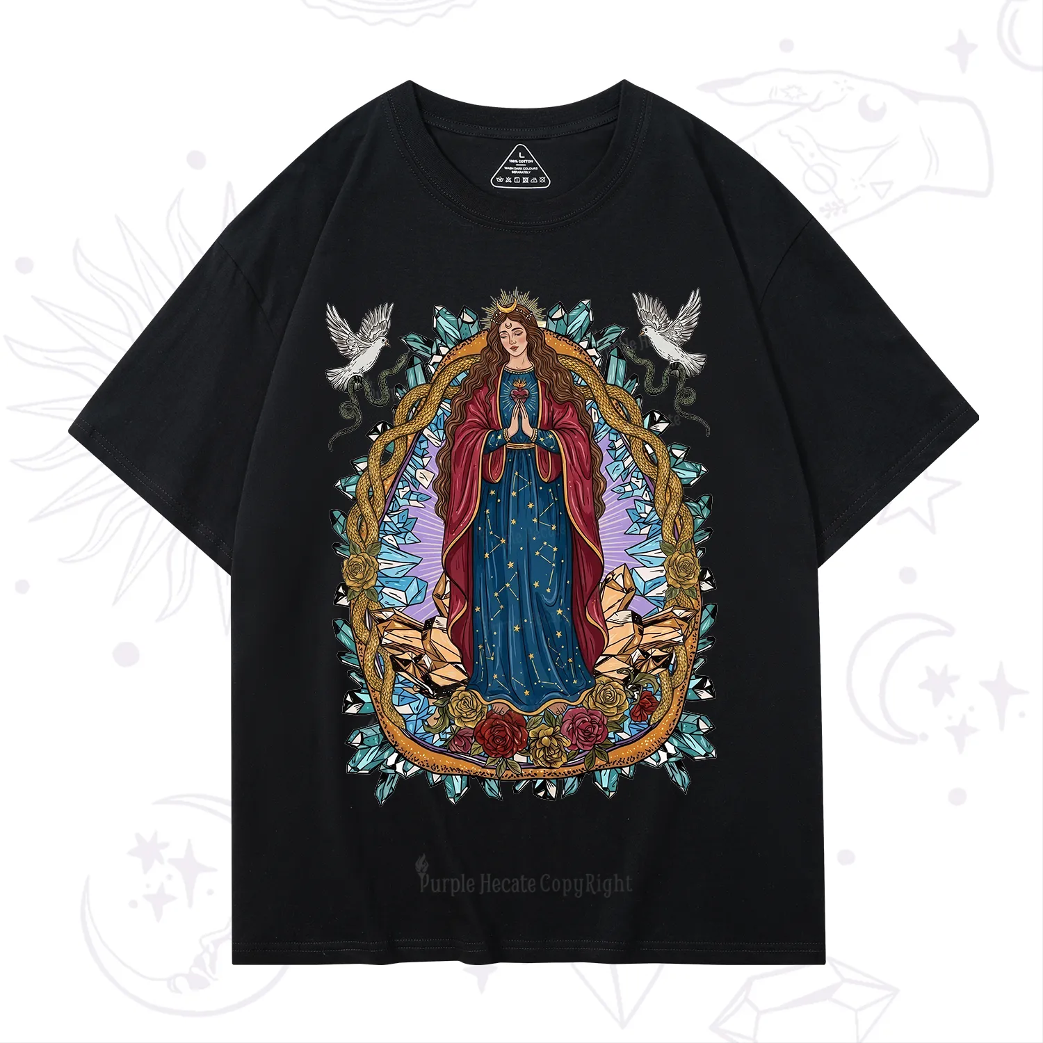 Purplehecate Crystal Rose Madonna T-Shirt