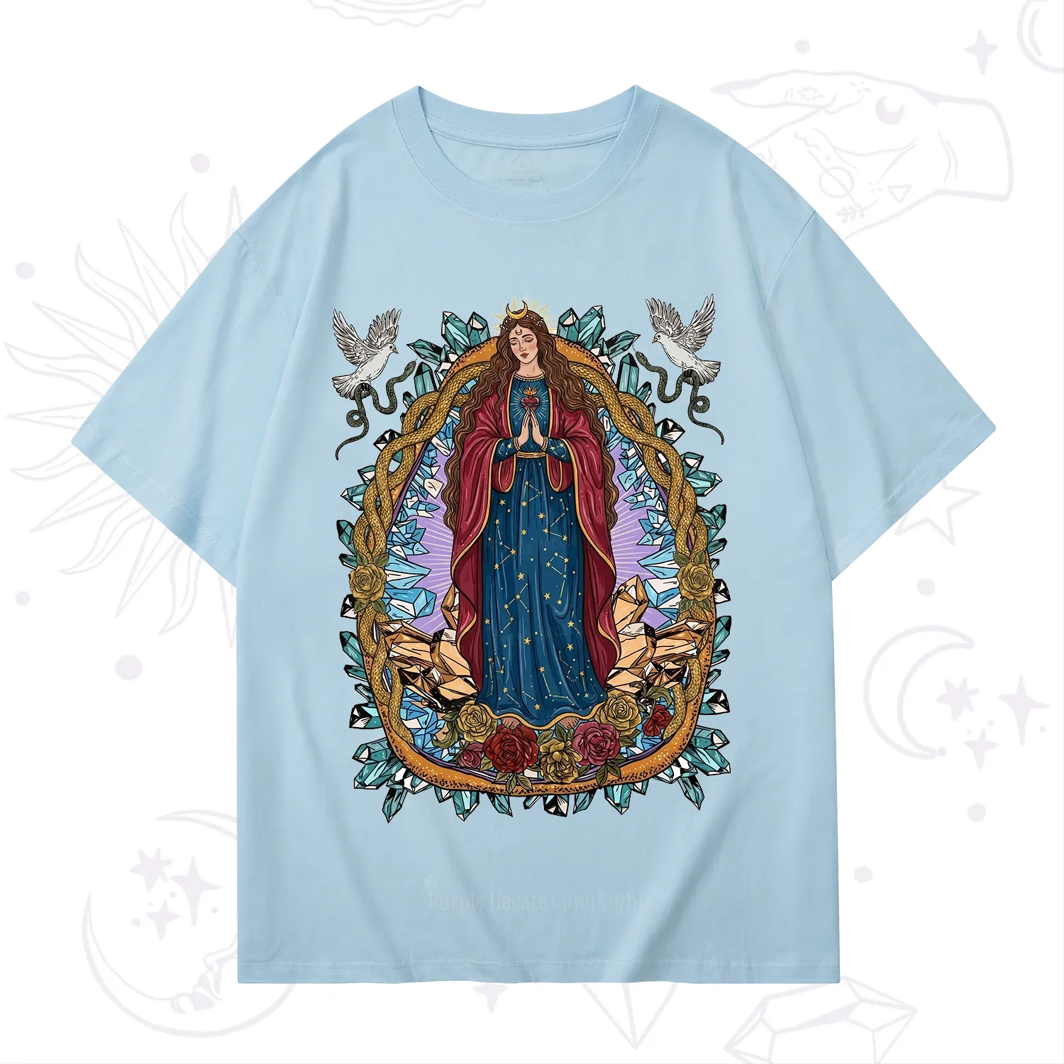Purplehecate Crystal Rose Madonna T-Shirt