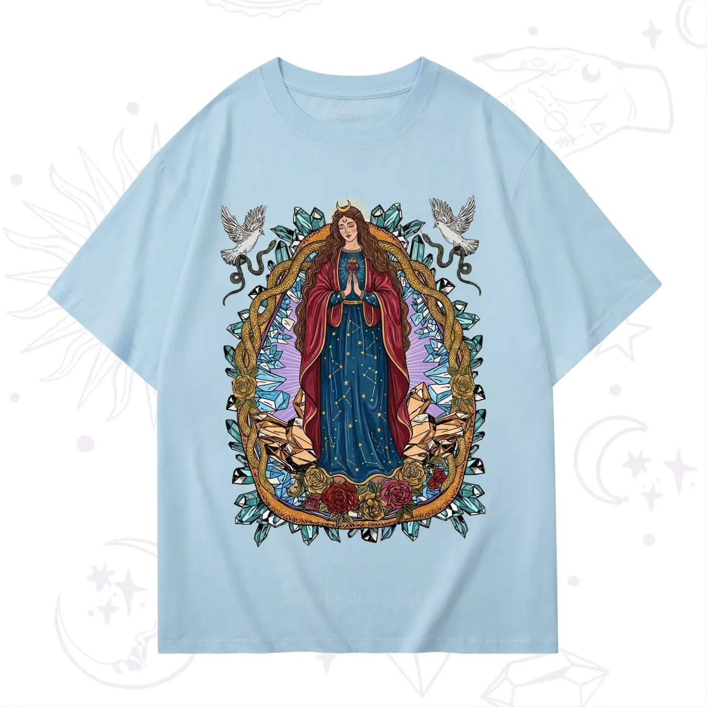 Purplehecate Crystal Rose Madonna T-Shirt