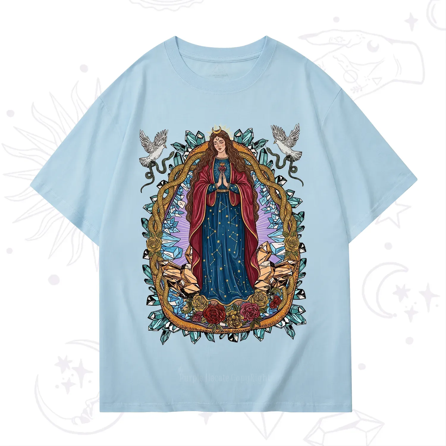 Purplehecate Crystal Rose Madonna T-Shirt