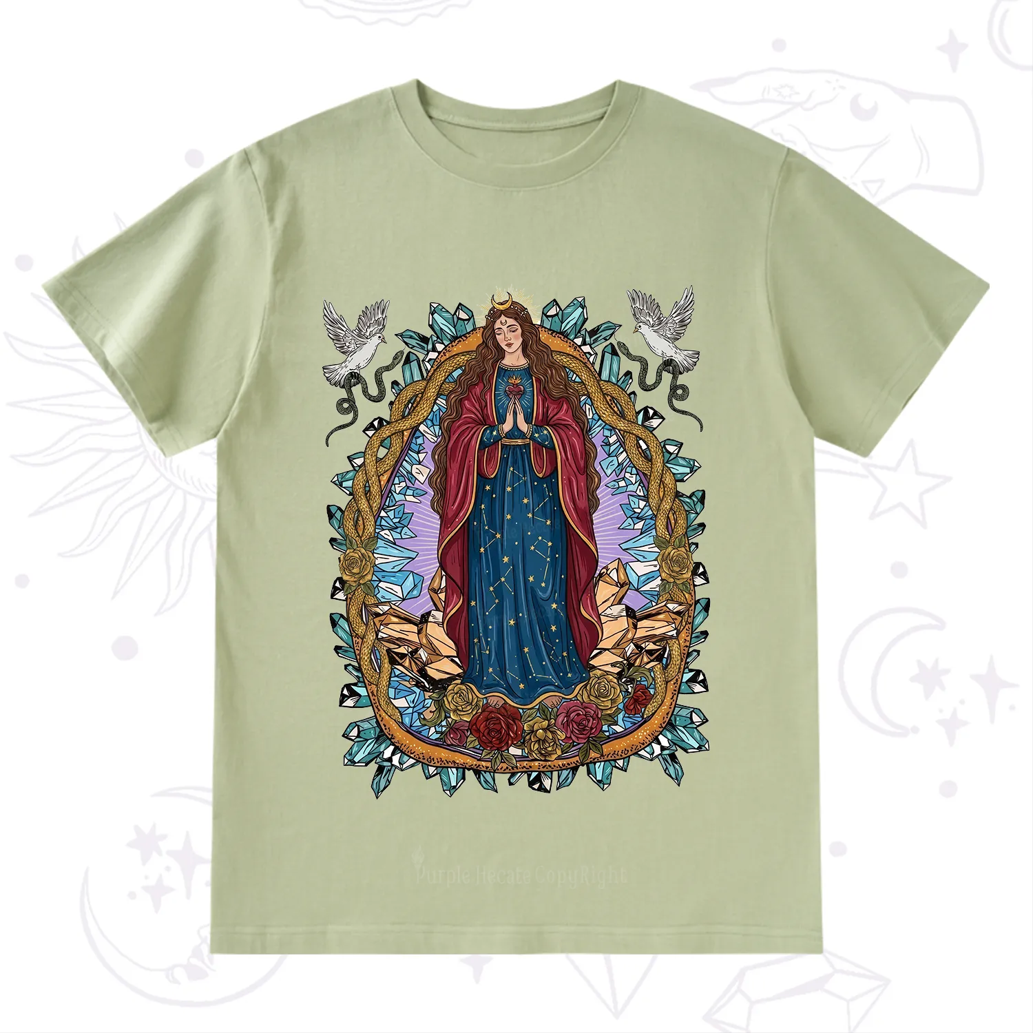 Purplehecate Crystal Rose Madonna T-Shirt