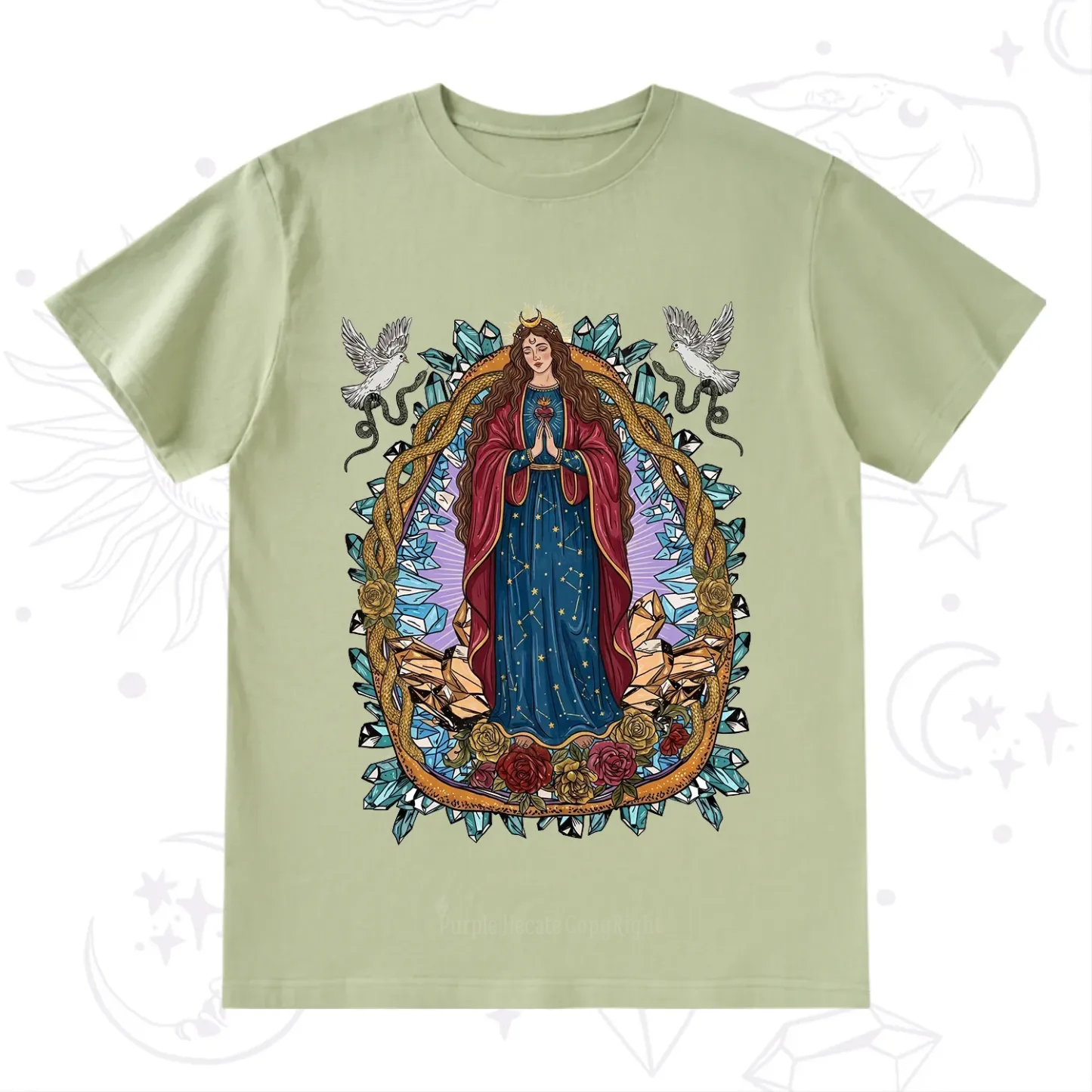 Purplehecate Crystal Rose Madonna T-Shirt