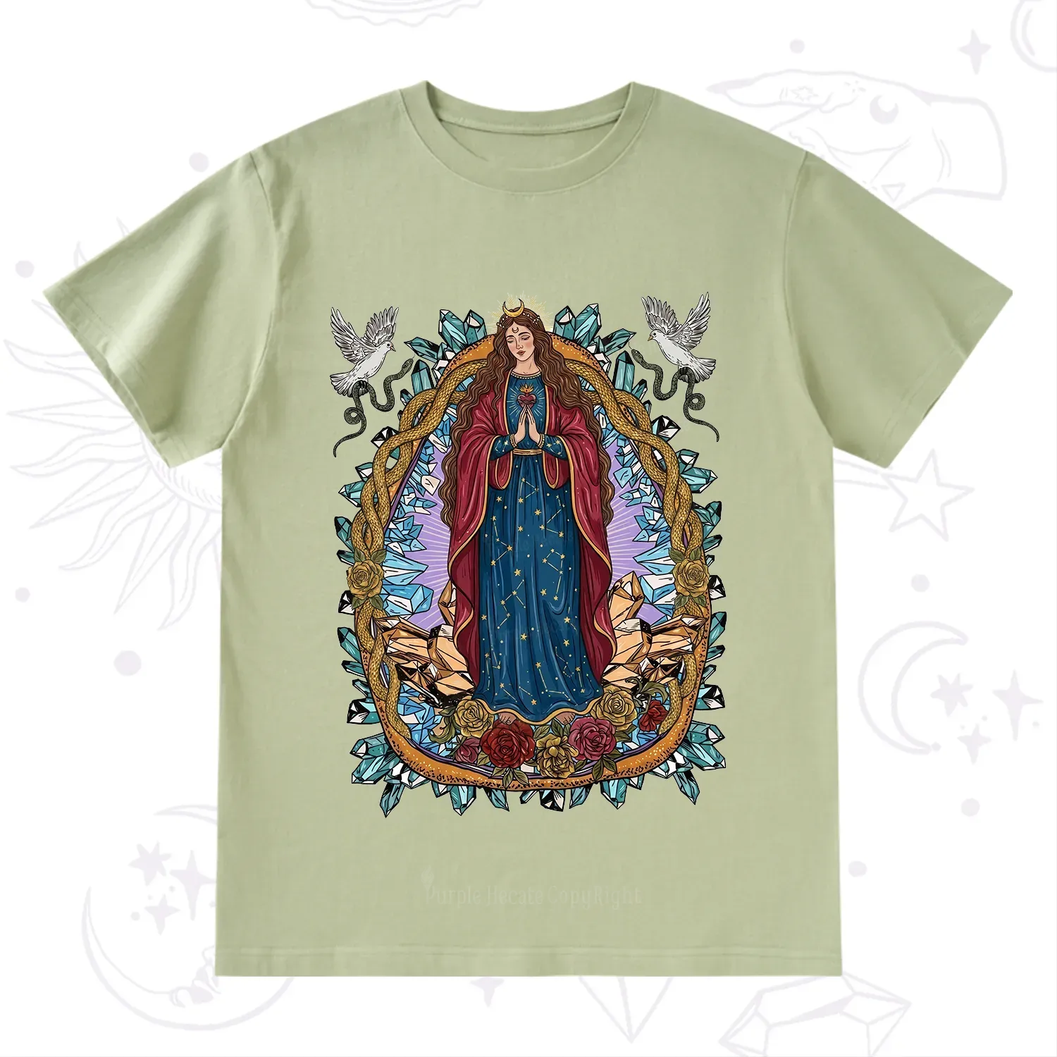 Purplehecate Crystal Rose Madonna T-Shirt