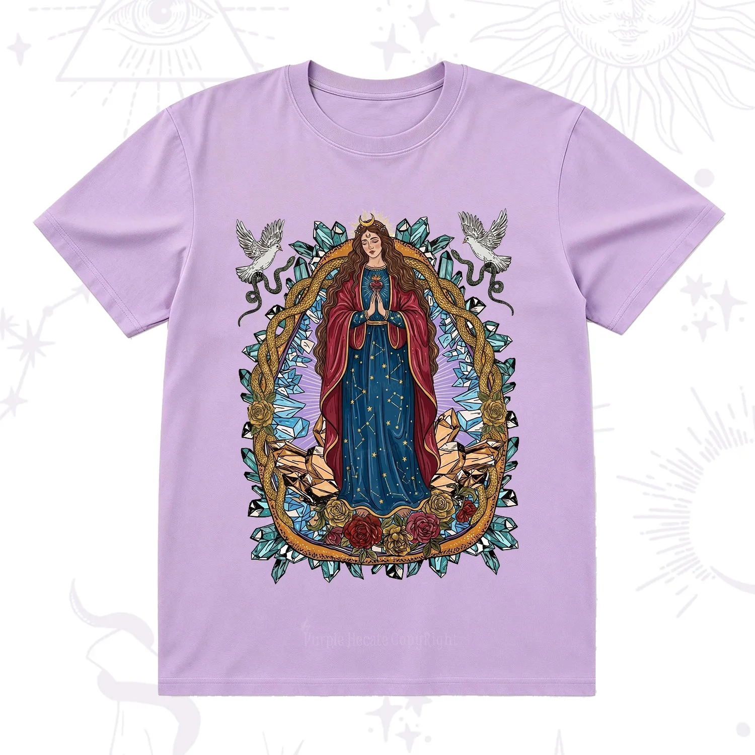 Purplehecate Crystal Rose Madonna T-Shirt
