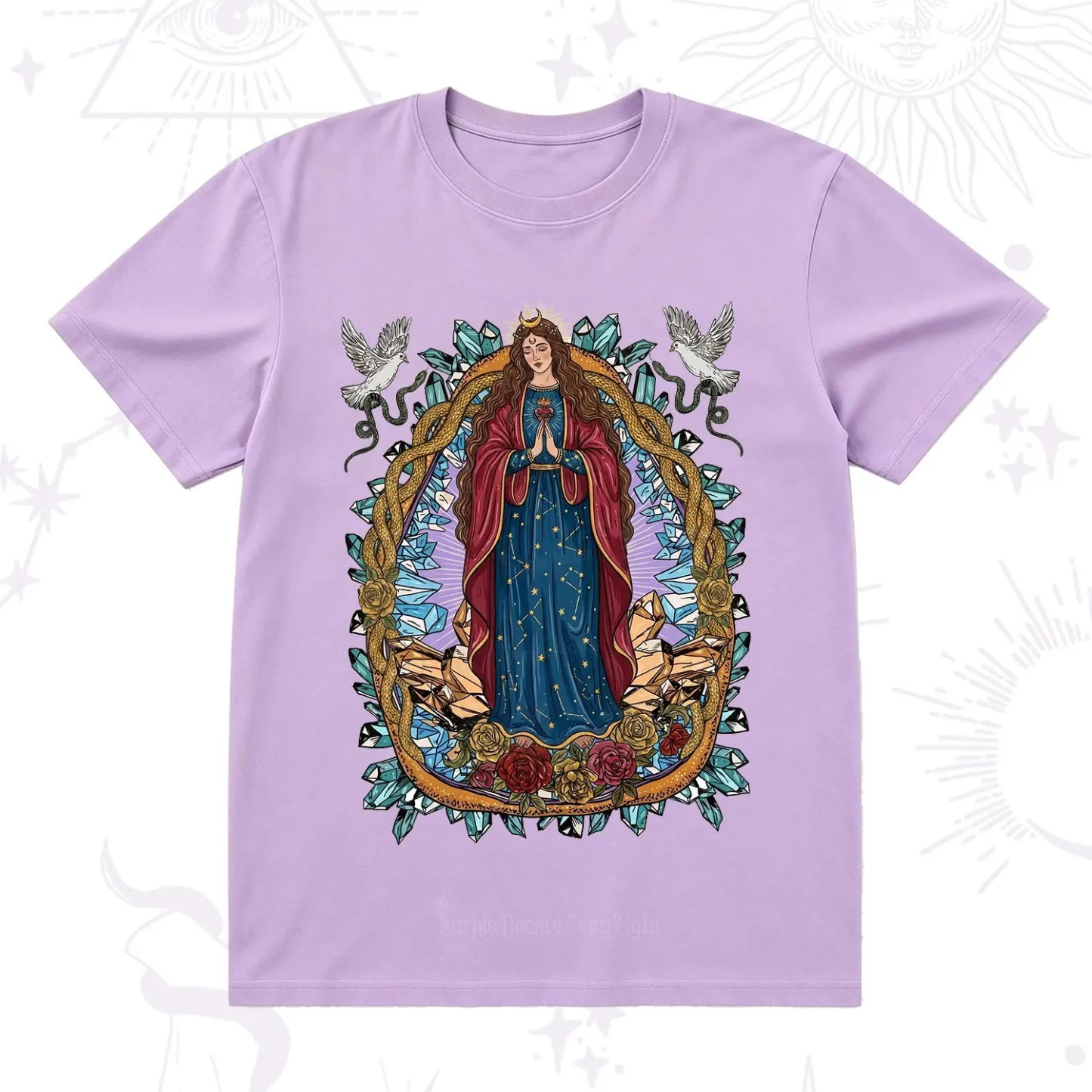 Purplehecate Crystal Rose Madonna T-Shirt