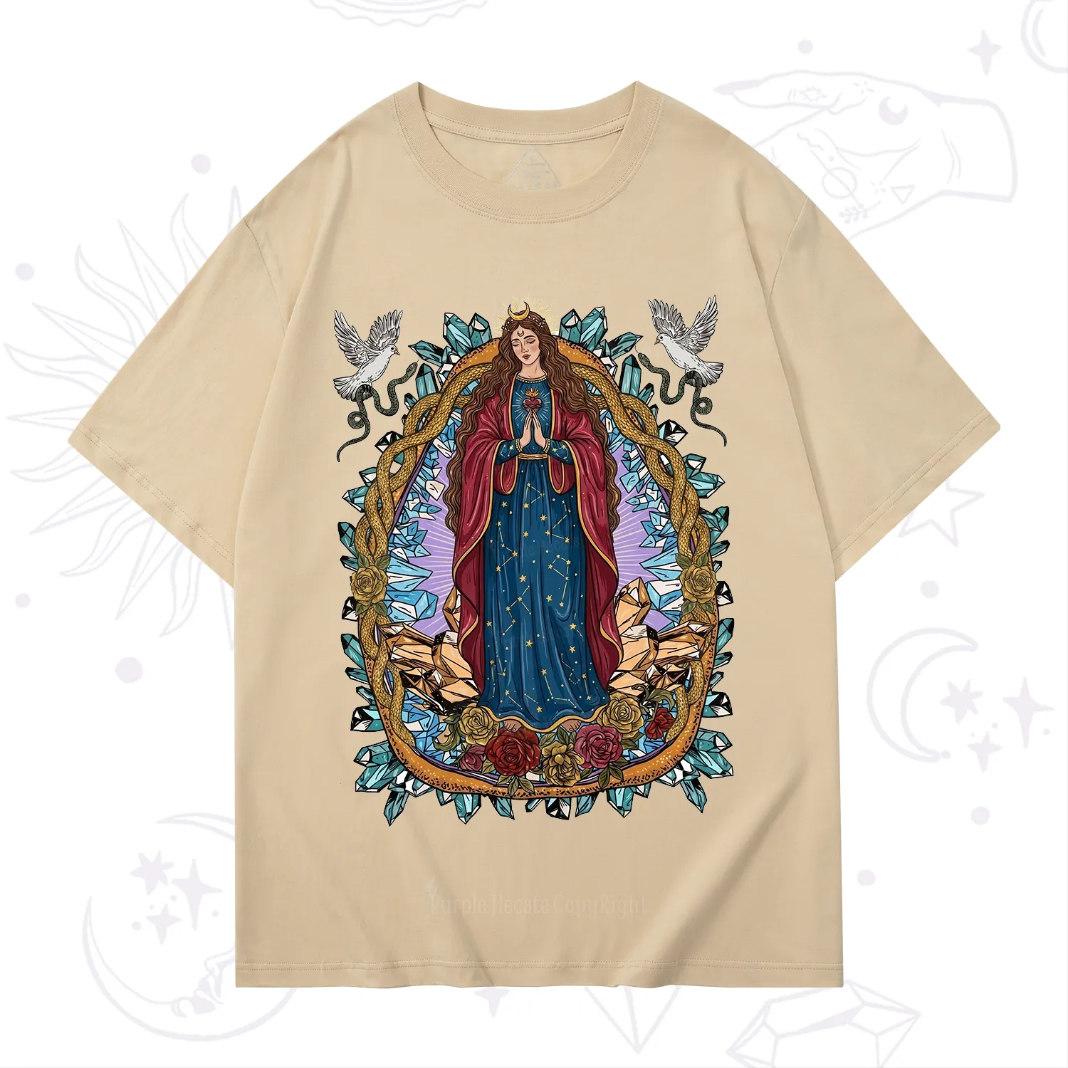Purplehecate Crystal Rose Madonna T-Shirt