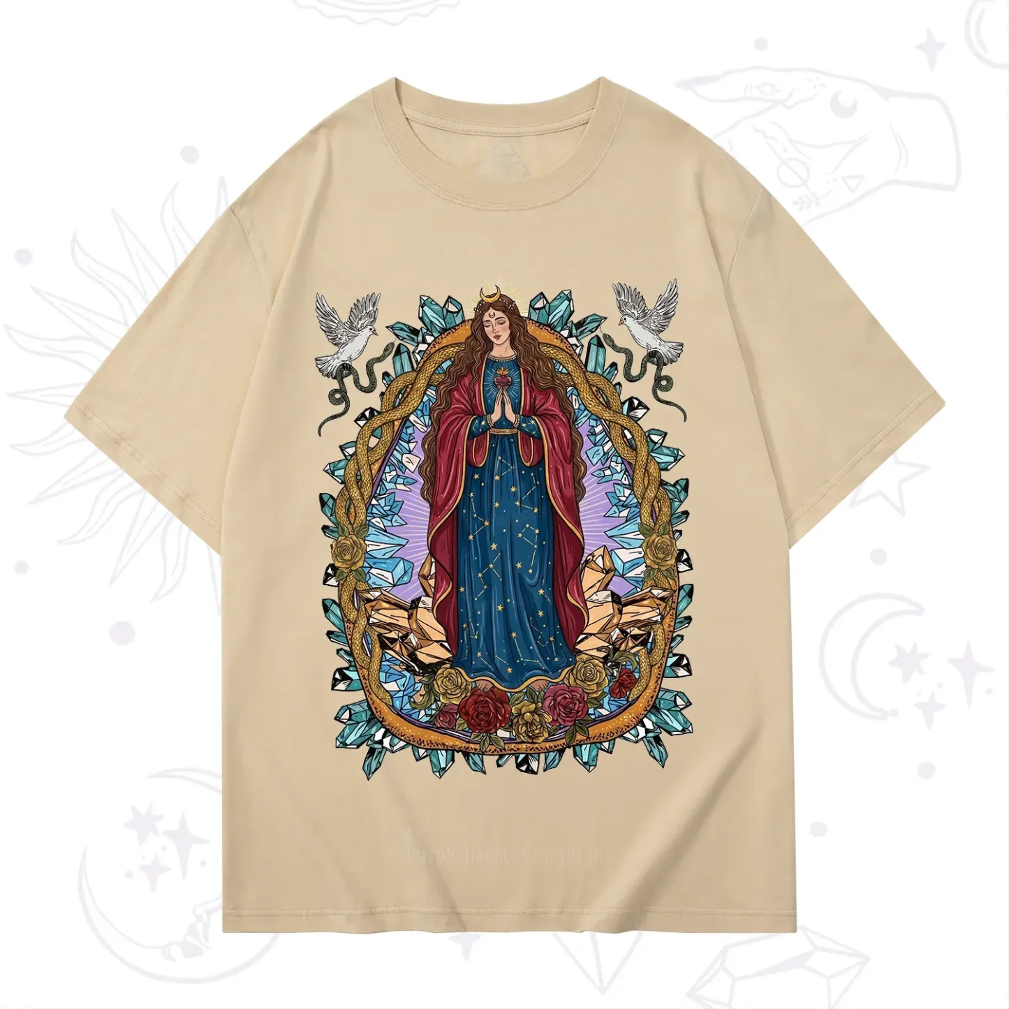 Purplehecate Crystal Rose Madonna T-Shirt