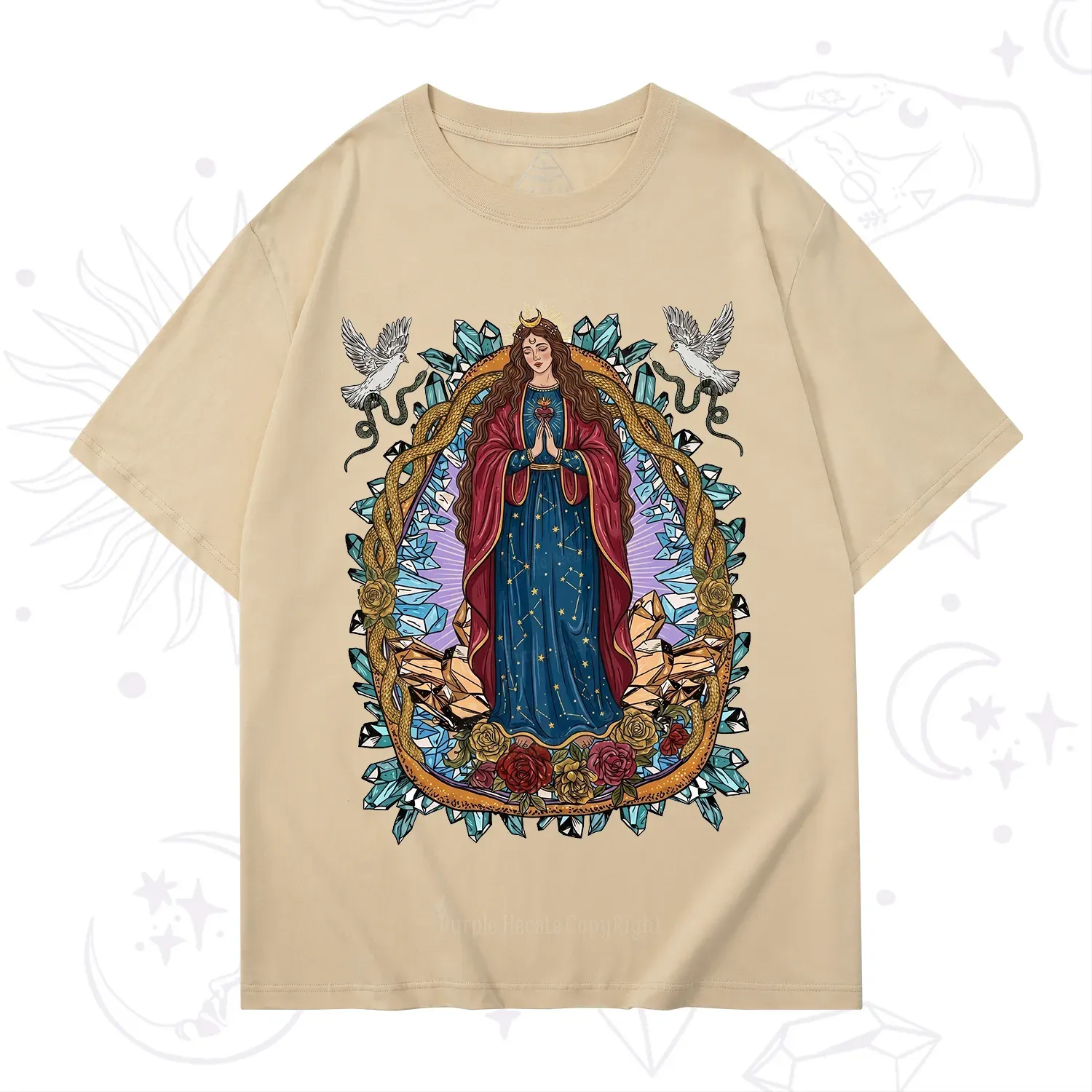 Purplehecate Crystal Rose Madonna T-Shirt