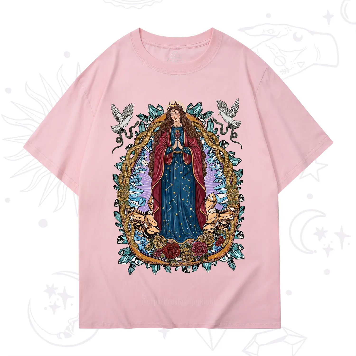 Purplehecate Crystal Rose Madonna T-Shirt