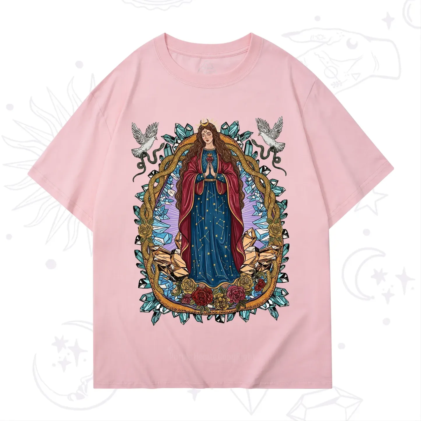 Purplehecate Crystal Rose Madonna T-Shirt