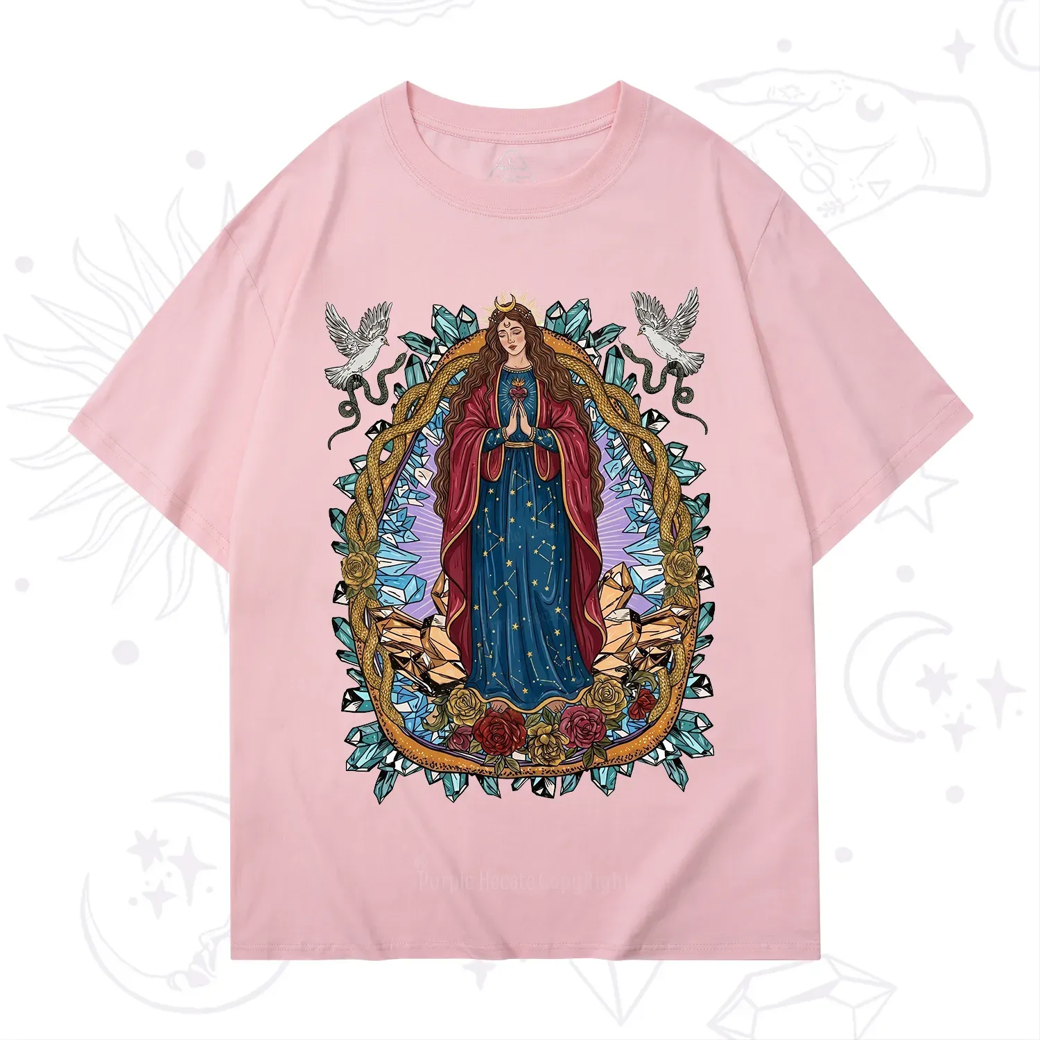 Purplehecate Crystal Rose Madonna T-Shirt