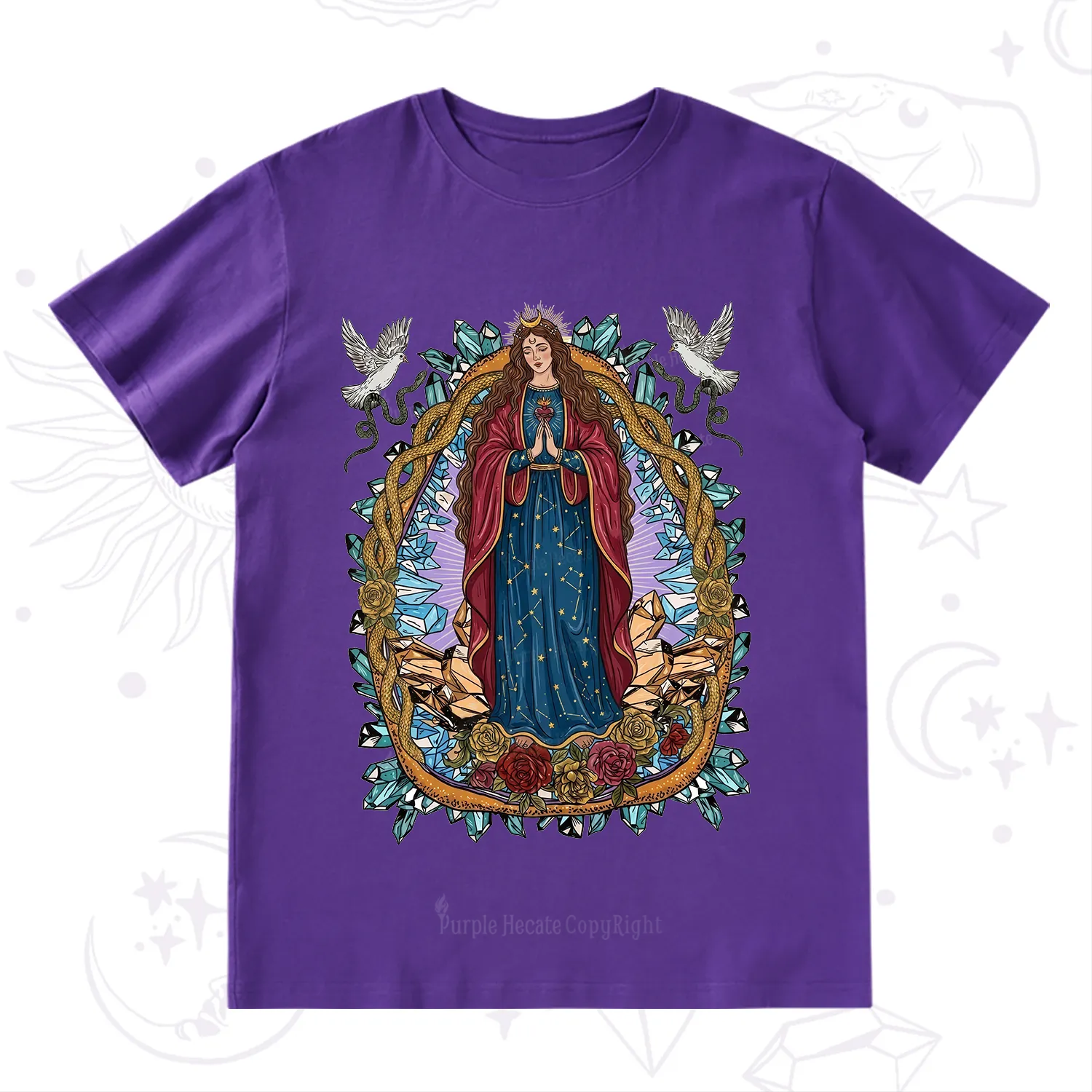 Purplehecate Crystal Rose Madonna T-Shirt