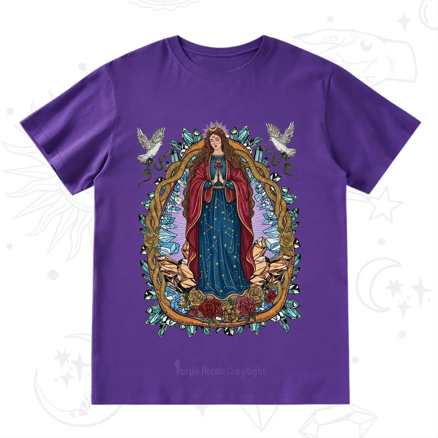 Purplehecate Crystal Rose Madonna T-Shirt