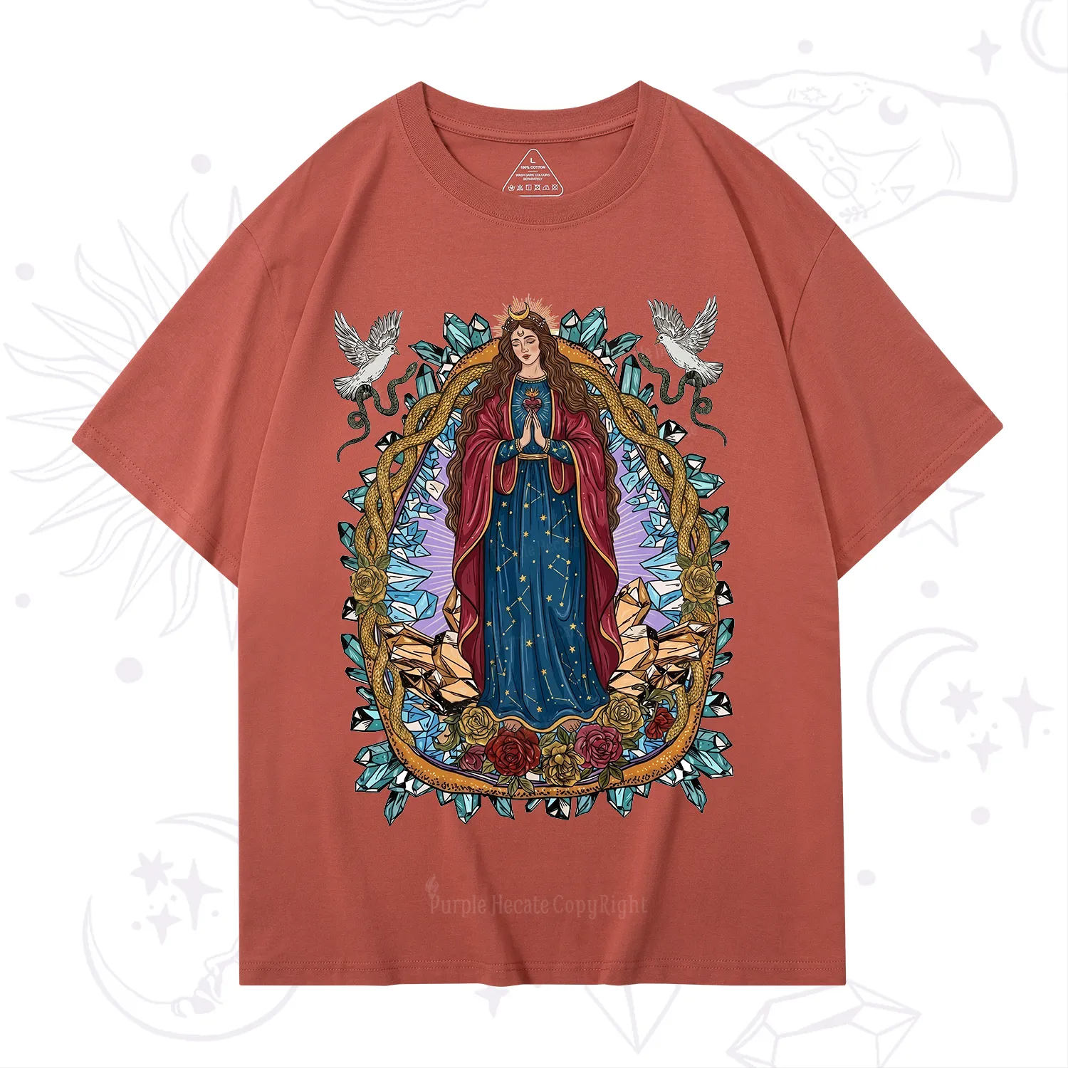 Purplehecate Crystal Rose Madonna T-Shirt