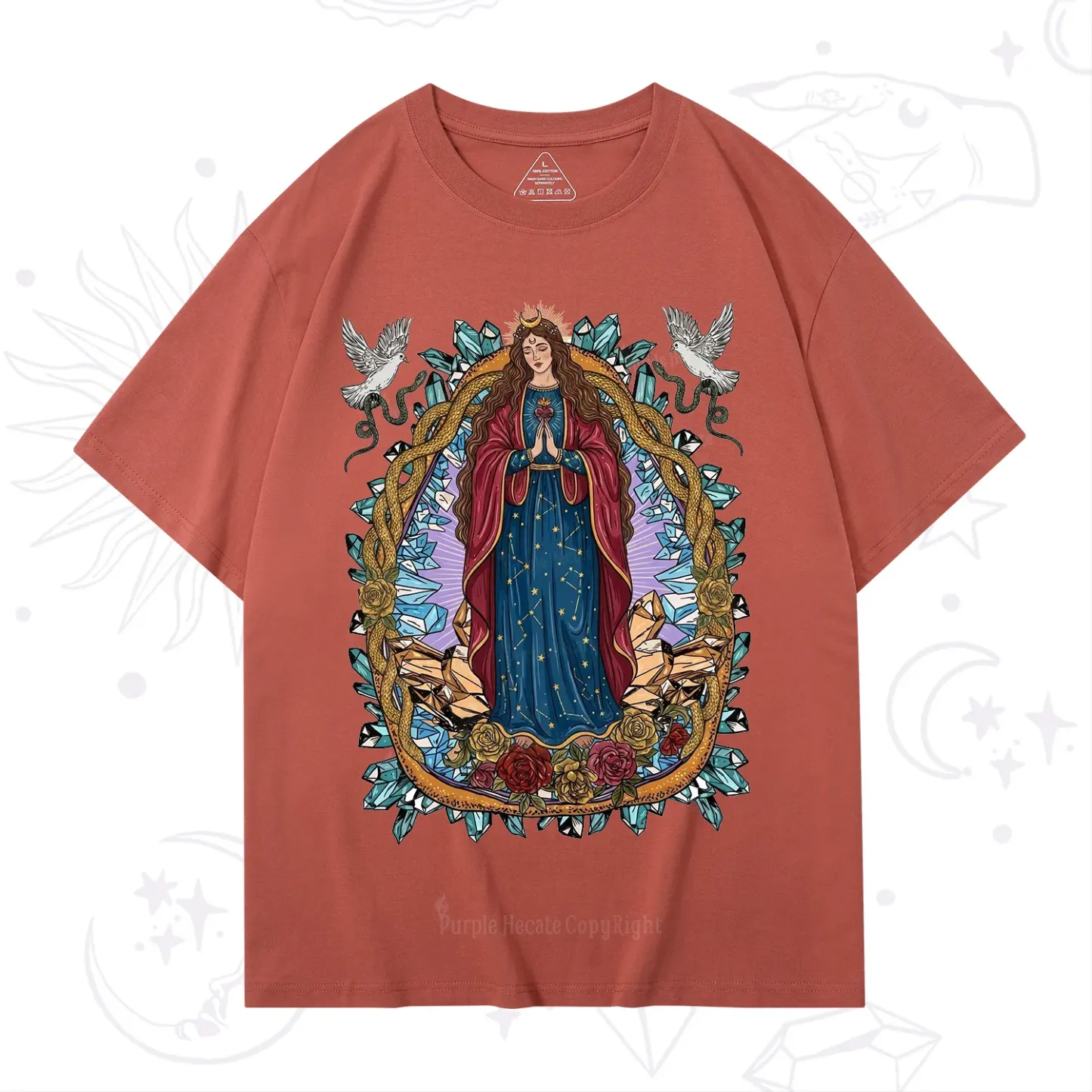 Purplehecate Crystal Rose Madonna T-Shirt