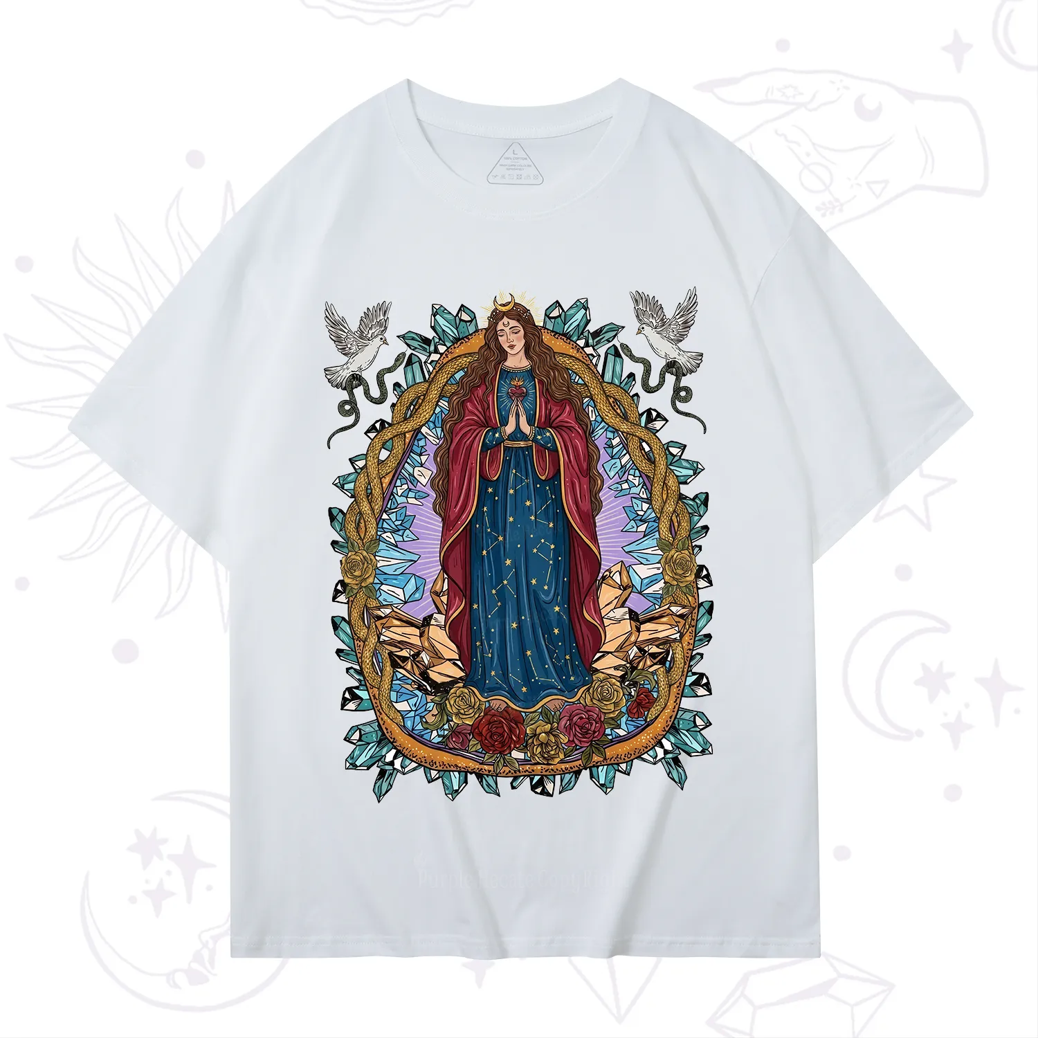 Purplehecate Crystal Rose Madonna T-Shirt