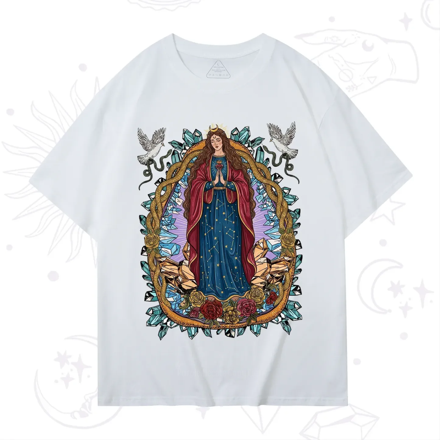 Purplehecate Crystal Rose Madonna T-Shirt