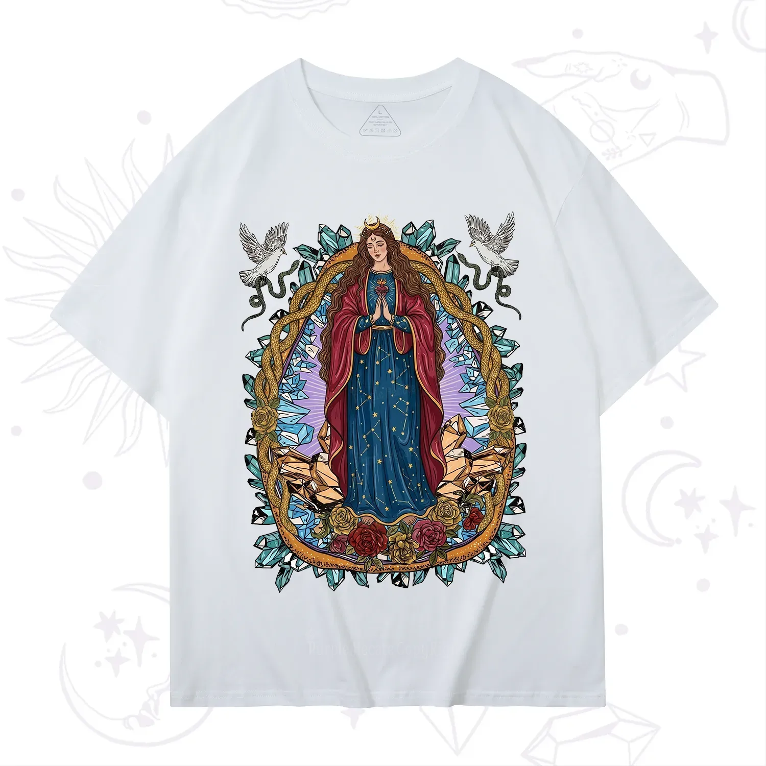 Purplehecate Crystal Rose Madonna T-Shirt