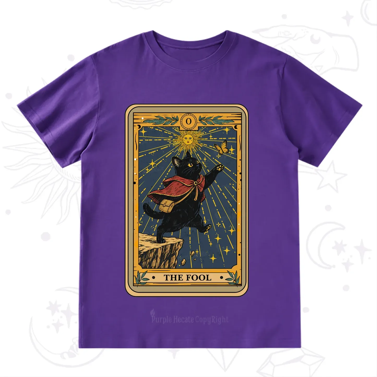 Purplehecate The Black Cat Fool Tarot T-Shirt