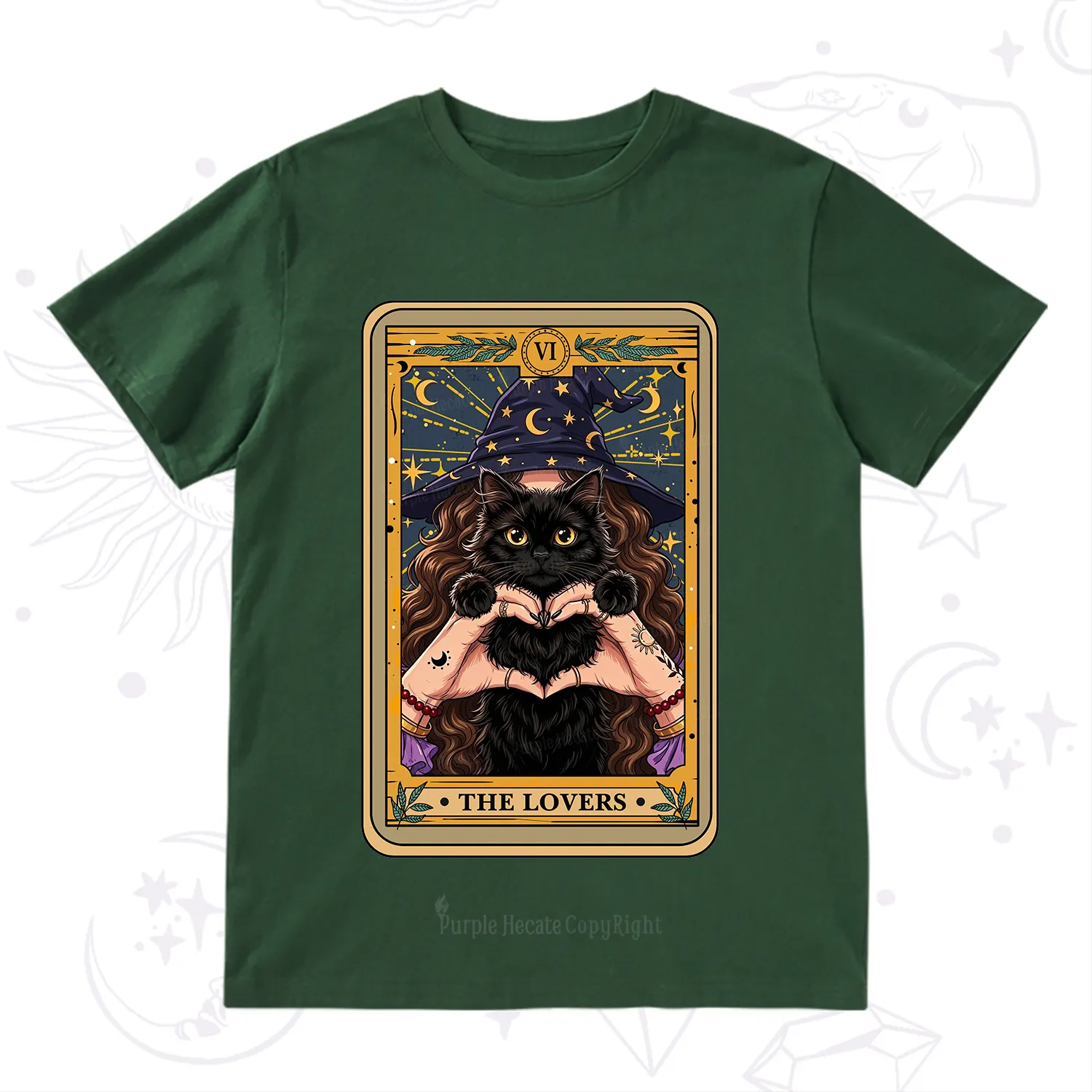 Purplehecate The Lover Tarot Witch Cat T-Shirt