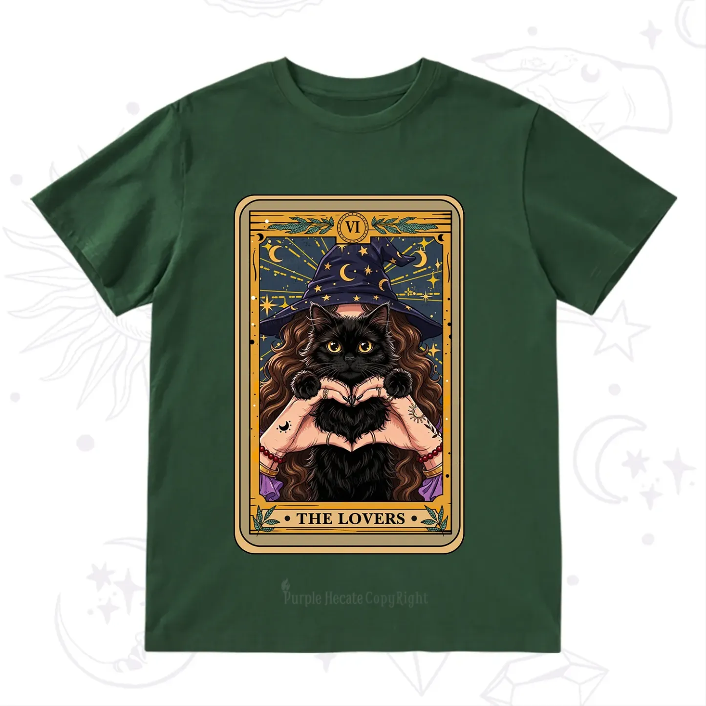 Purplehecate The Lover Tarot Witch Cat T-Shirt