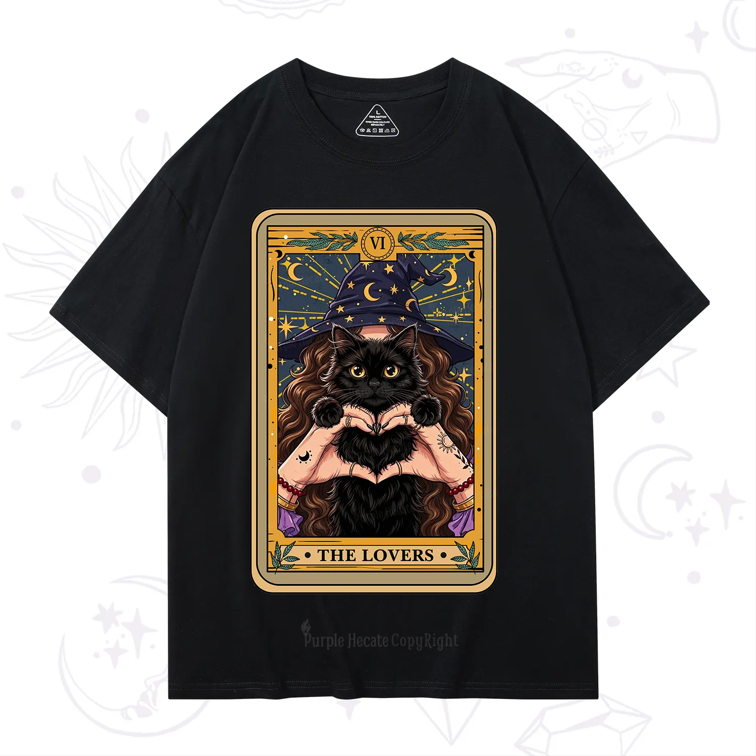 Purplehecate The Lover Tarot Witch Cat T-Shirt