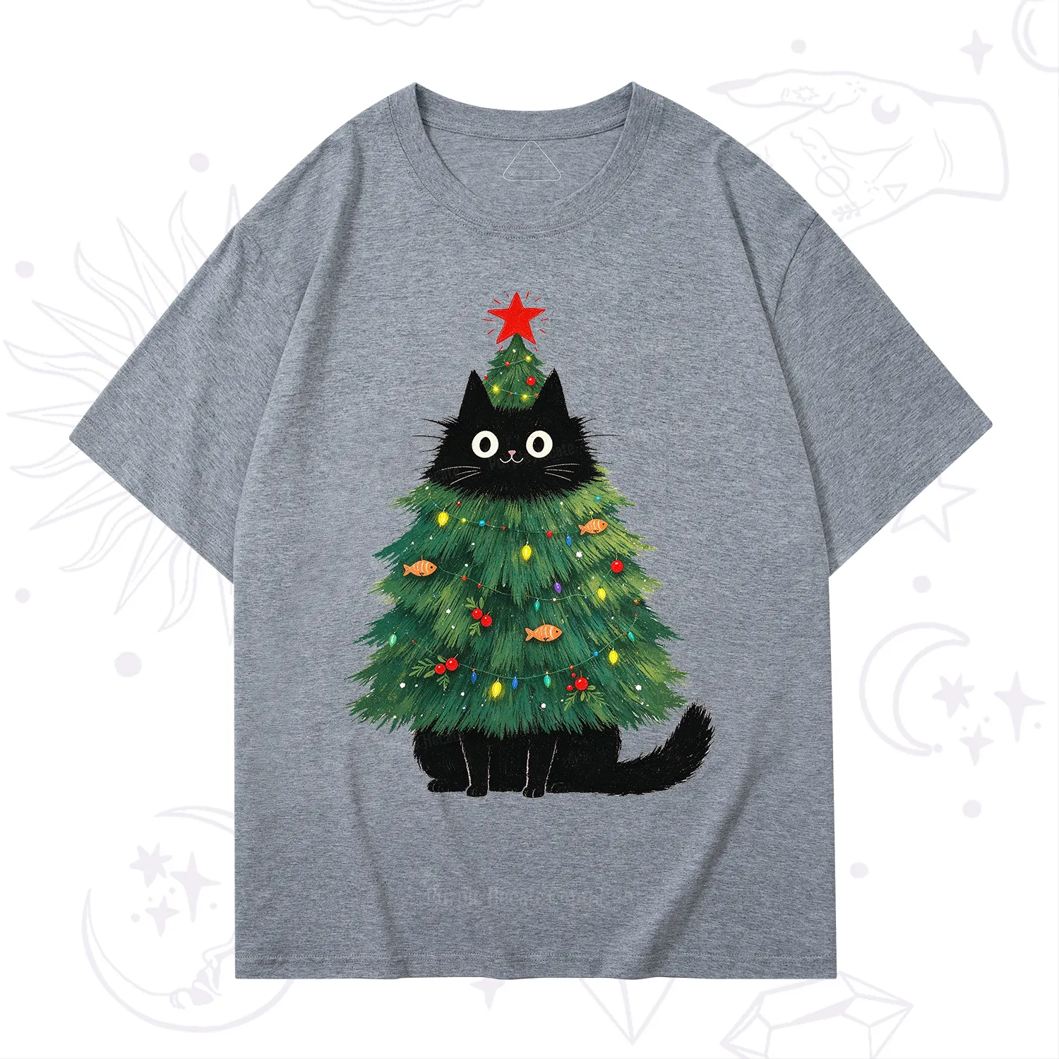 Purplehecate Black Cat Christmas Tree T-Shirt