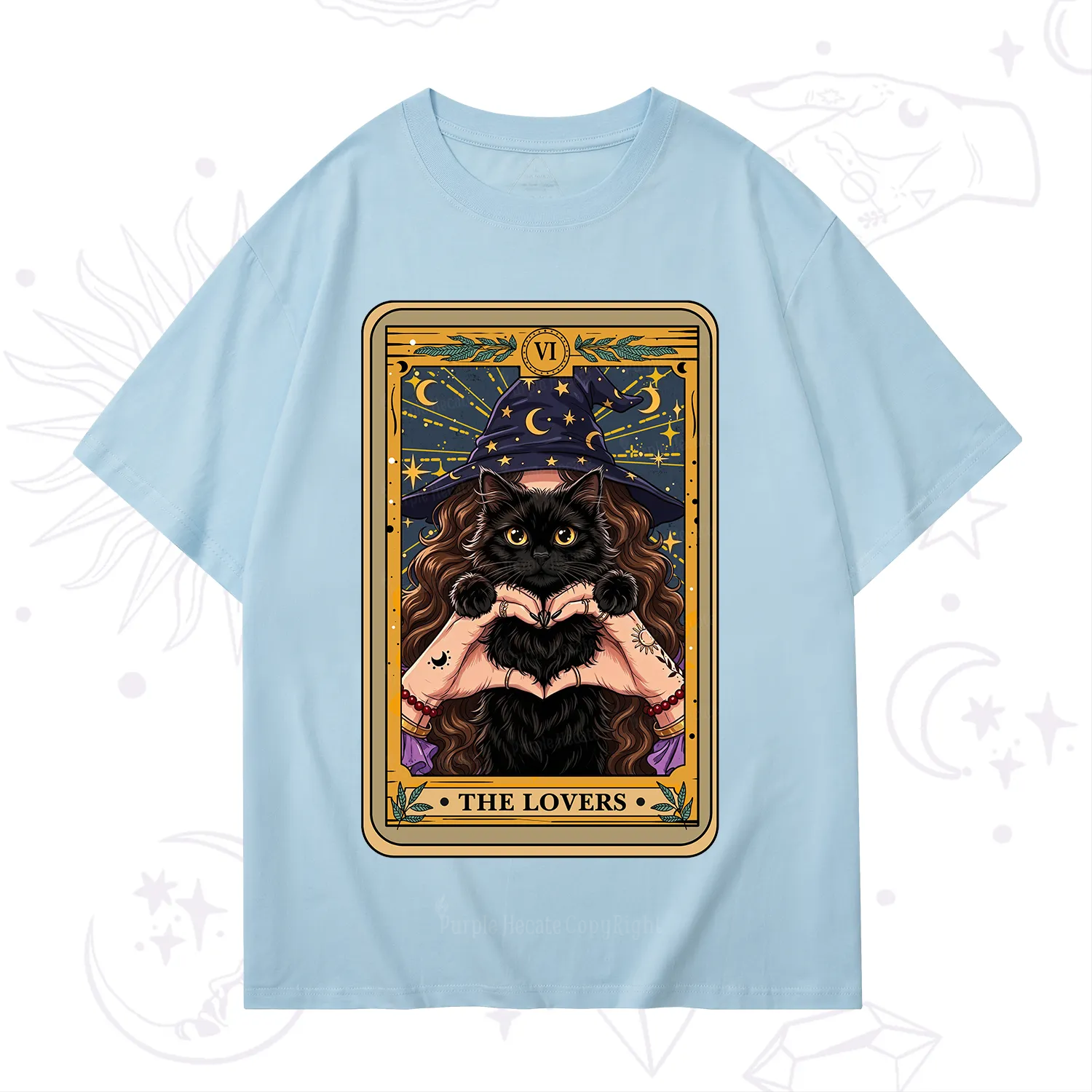 Purplehecate The Lover Tarot Witch Cat T-Shirt