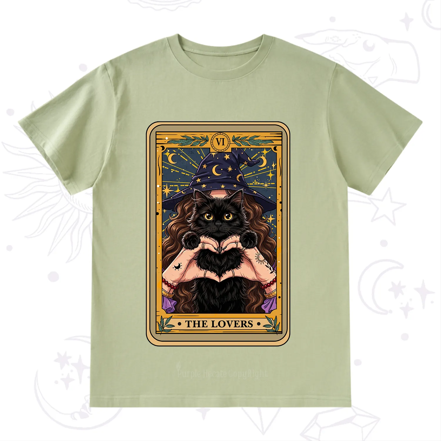 Purplehecate The Lover Tarot Witch Cat T-Shirt