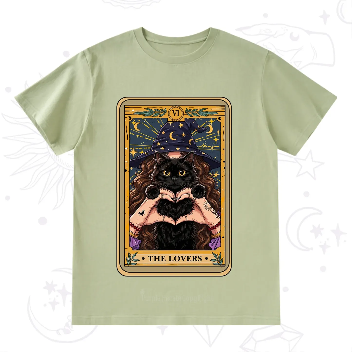Purplehecate The Lover Tarot Witch Cat T-Shirt