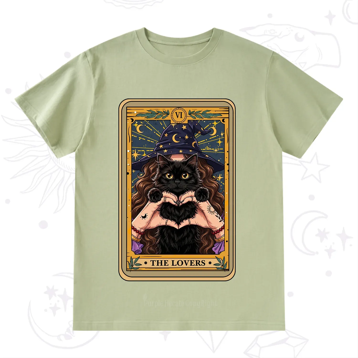 Purplehecate The Lover Tarot Witch Cat T-Shirt