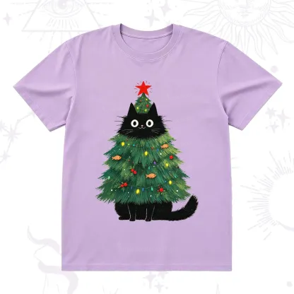 Purplehecate Black Cat Christmas Tree T-Shirt