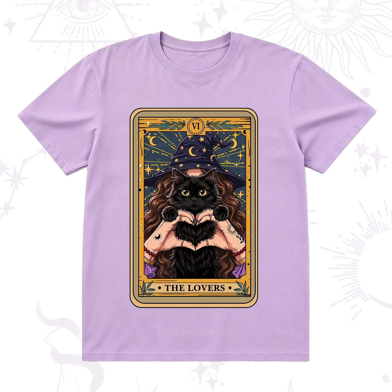 Purplehecate The Lover Tarot Witch Cat T-Shirt