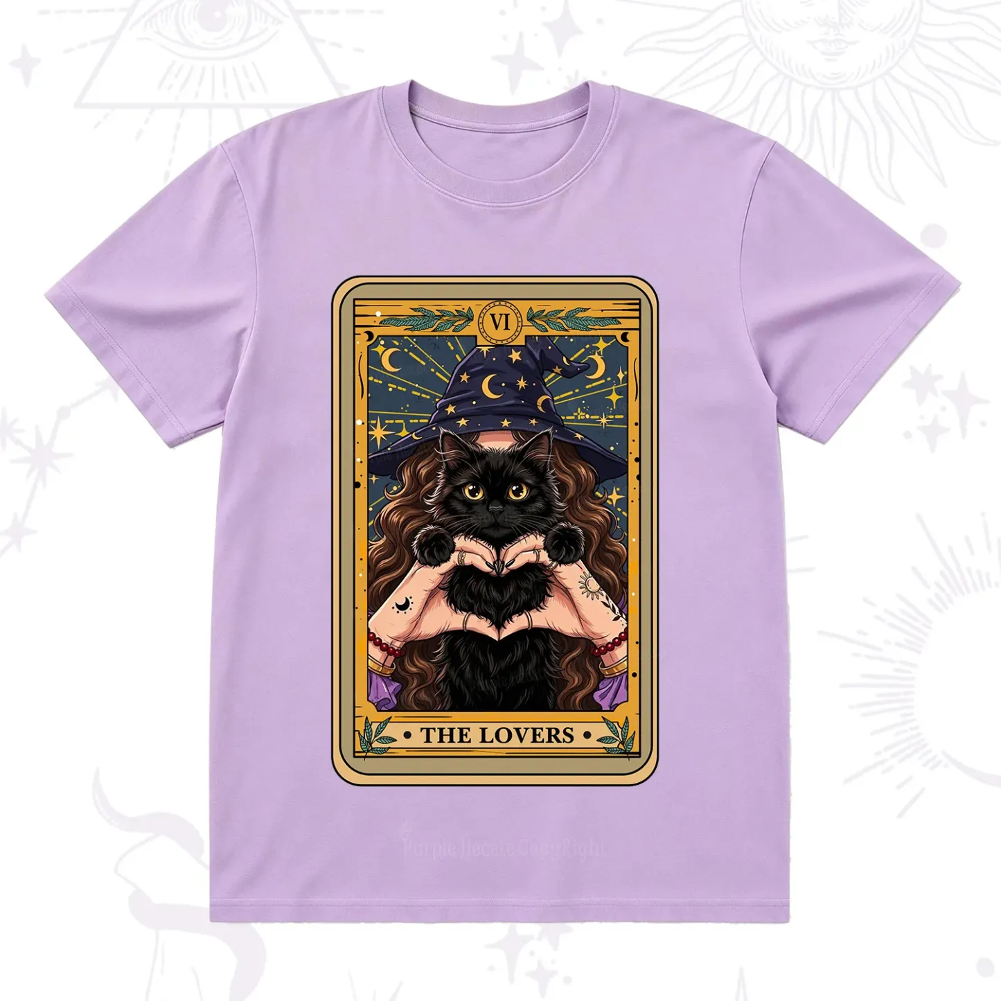 Purplehecate The Lover Tarot Witch Cat T-Shirt