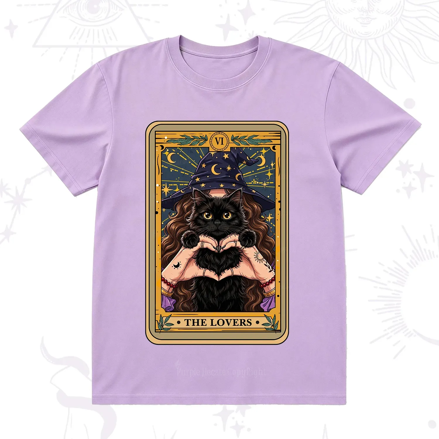 Purplehecate The Lover Tarot Witch Cat T-Shirt