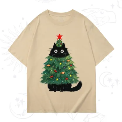 Purplehecate Black Cat Christmas Tree T-Shirt