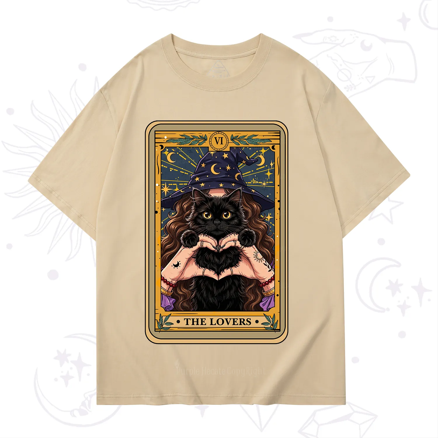 Purplehecate The Lover Tarot Witch Cat T-Shirt