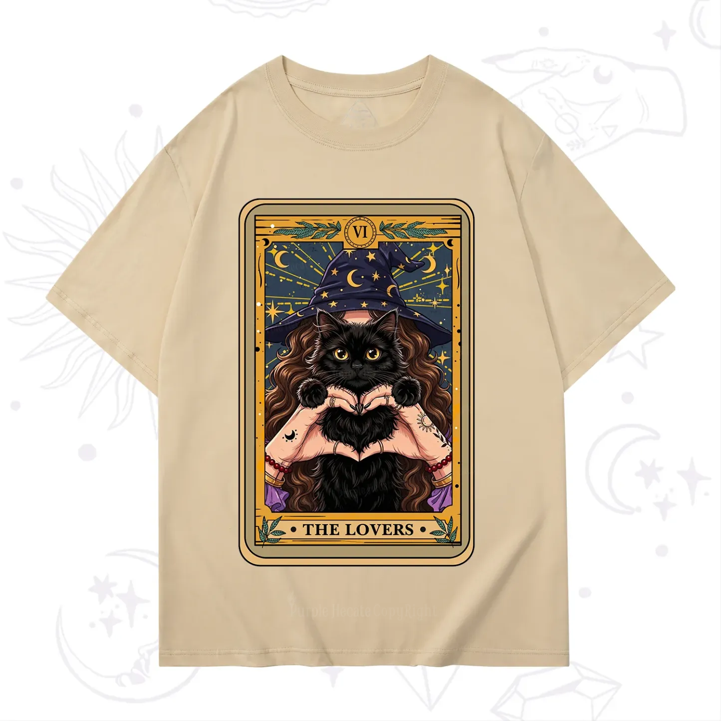 Purplehecate The Lover Tarot Witch Cat T-Shirt