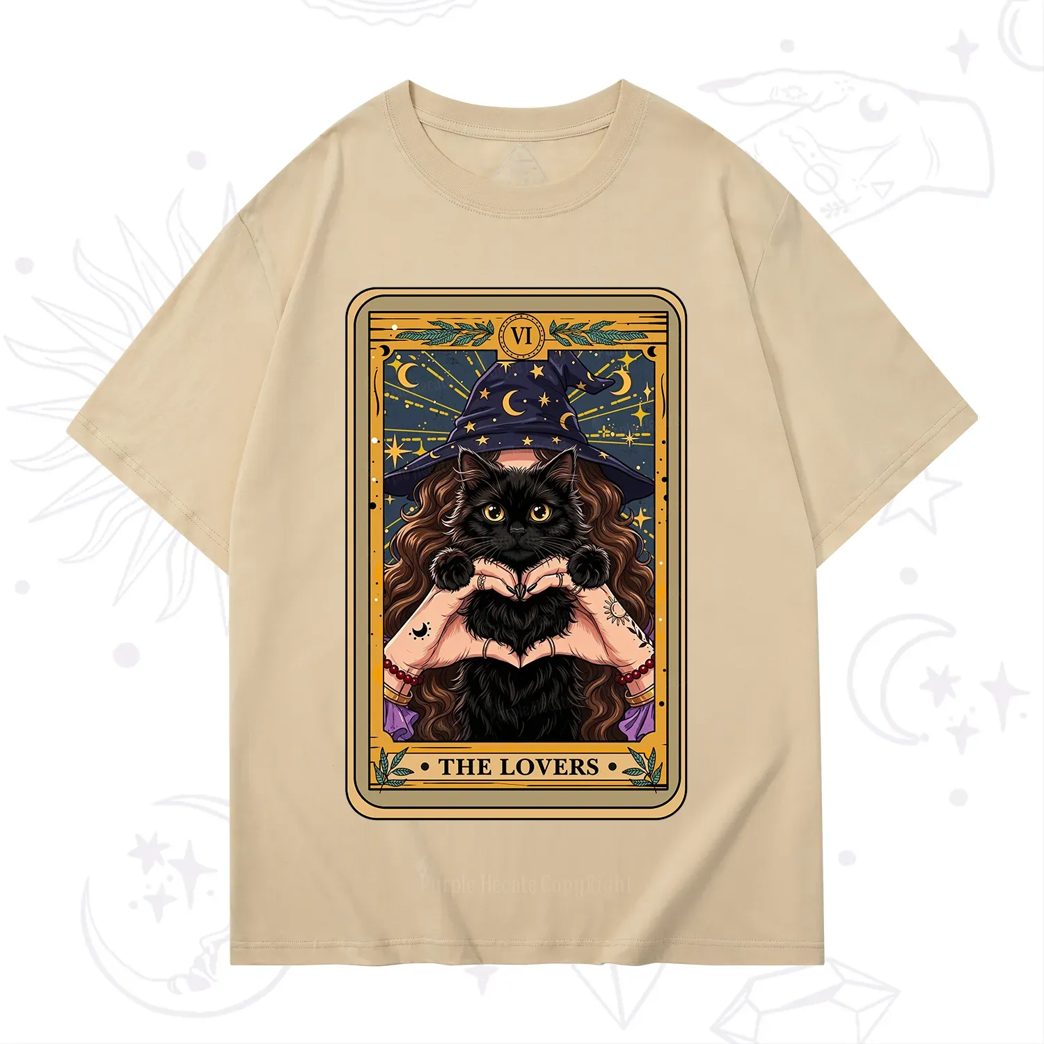Purplehecate The Lover Tarot Witch Cat T-Shirt
