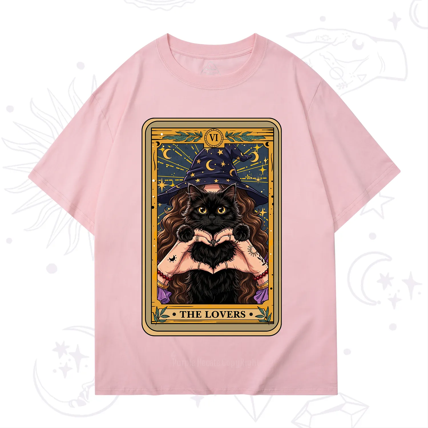 Purplehecate The Lover Tarot Witch Cat T-Shirt