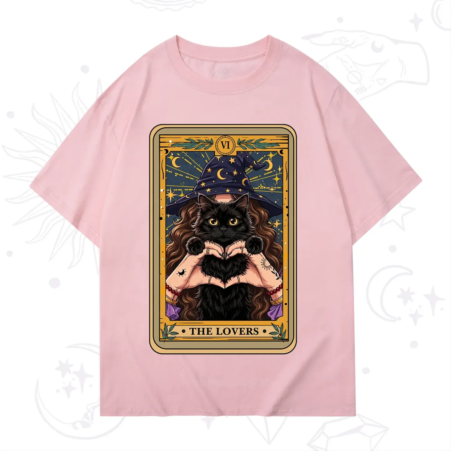 Purplehecate The Lover Tarot Witch Cat T-Shirt