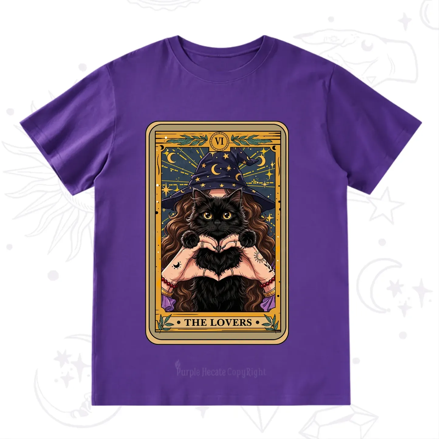 Purplehecate The Lover Tarot Witch Cat T-Shirt