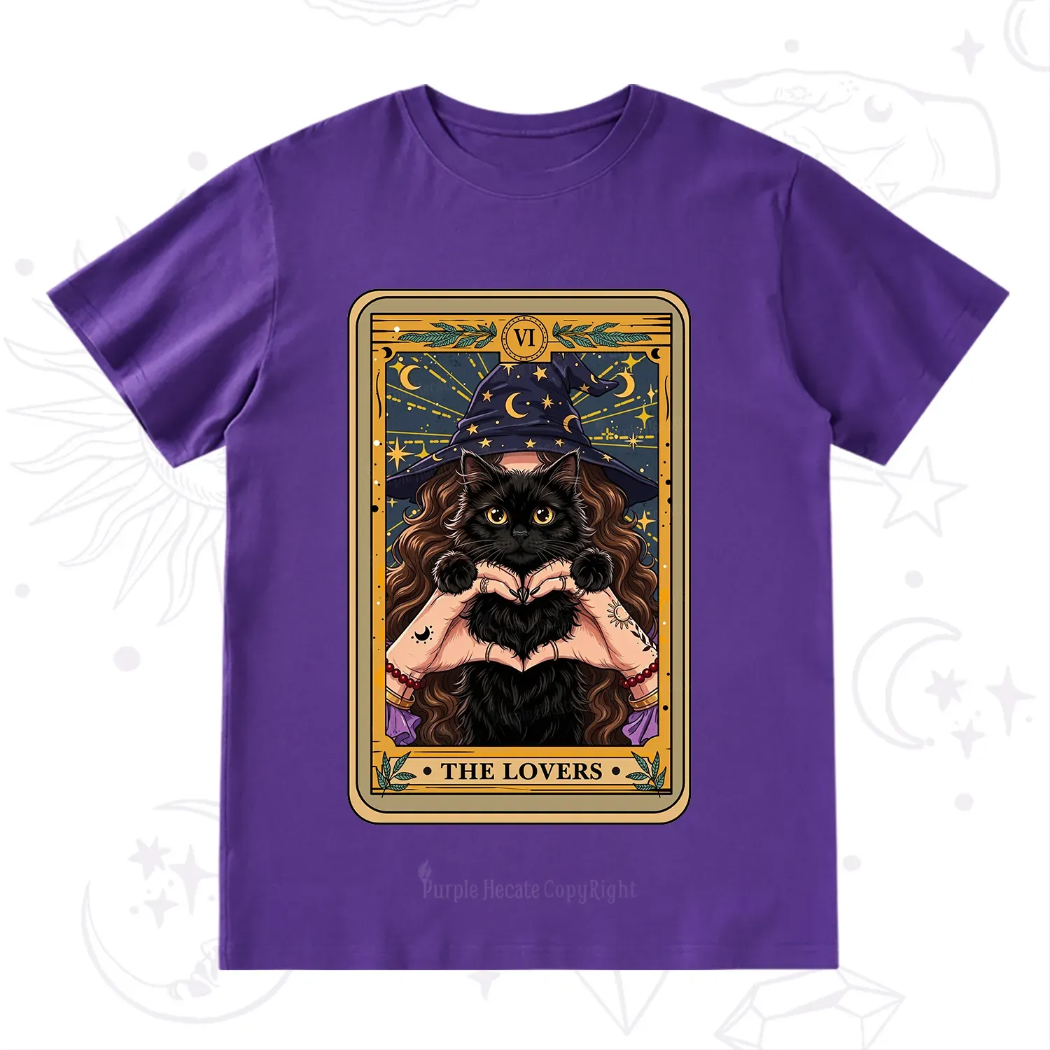 Purplehecate The Lover Tarot Witch Cat T-Shirt
