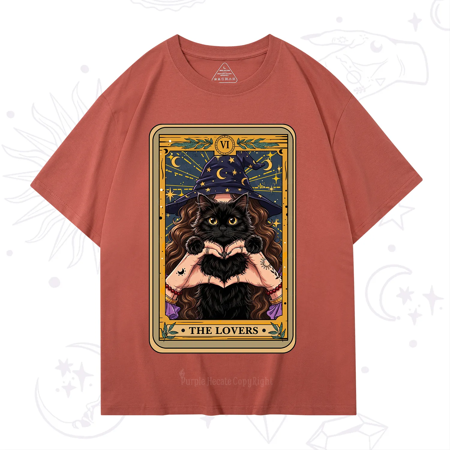 Purplehecate The Lover Tarot Witch Cat T-Shirt